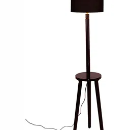 Devansh Brown & Black Wooden Floor Lamp image 3