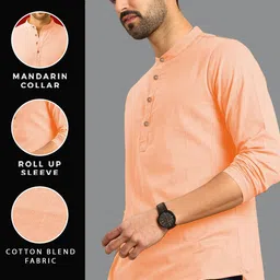 Navkanj Long Sleeves Mandarin Collar Straight Short Kurta image 3