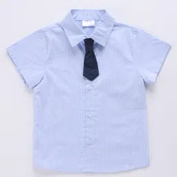 Kookie Kids Half Sleeves Check Shirt - Blue-image-12