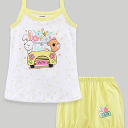 Cucumber Singlet Sleeves Inner Wear Set Car Print - Yellow-picture-49