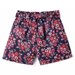 CrayonFlakes Cotton Floral Printed Shorts - Navy Blue-image-25
