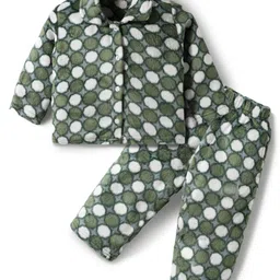 Kanvin Knit Full Sleeves Printed Winter Wear Co-ords Night Suit - Green-picture-20