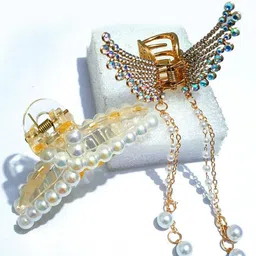 HANDBAG COLLECTION Women Set of 2 Big butterfly hair clutcher with t-shape Claw Clip-picture-16