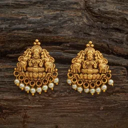 Kushal's Fashion Jewellery Gold-Plated Contemporary Pearl Temple Studs Earrings-picture-39