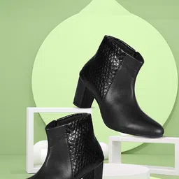 Commander Shoes Women Textured High Heel Zip Boots-image-27