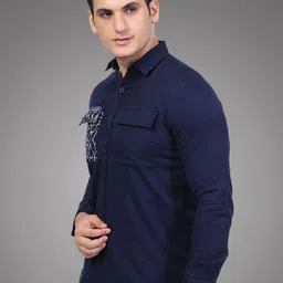 D Finish Smart Typography Printed Spread Collar Cotton Casual Shirt image 5