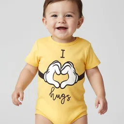 Babyoye Disney Interlock Knit Half Sleeves Onesies With Mickey Mouse Print Pack of 2 - Multicolor image 4