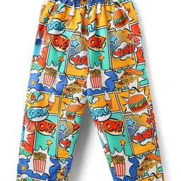 Babyhug Cotton Woven Half Sleeves Co-ords Night Suit with Text Print - Multicolor image 4