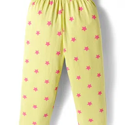 Babyhug Cotton Knit Full Sleeves Front Open Co-ord Night Suit With Star Print - Light Green image 5
