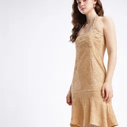 Stylecast X Hersheinbox Halter Neck Jacquard A-Line Dress image 5