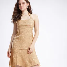 Stylecast X Hersheinbox Halter Neck Jacquard A-Line Dress image 3