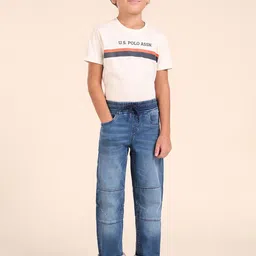 U.S. Polo Assn. Kids Boys Solid Classic Regular Fit Mid-Rise Light Fade Stretchable Jeans-picture-39