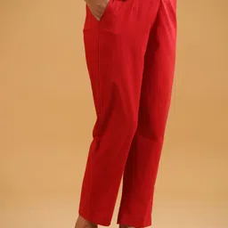 SAVI Women Relaxed Straight Leg Wrinkle Free Trousers-image-26
