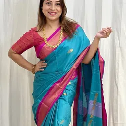 all about you Ethnic Motifs Zari Pure Silk Kanjeevaram Saree image 3