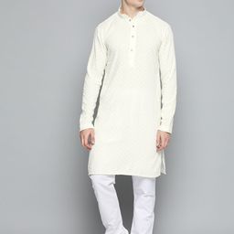 Jompers Men Floral Embroidered Chikankari Pure Cotton Kurta with Churidar-picture-18