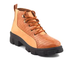 Padchin Women Block Heel Lace-Ups Mid-Top Chunky Boots-image-26