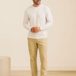 inner element Men Solid Round Neck Cotton Slim Fit T-shirt image 2