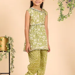 cutiekins Girls Floral Printed Kurta with Dhoti Pant image 2