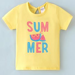 Simply Sinker Cotton Knit Half Sleeves Text Printed T-Shirt -Yellow-picture-11