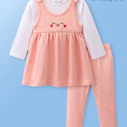 Babyoye 100% Cotton Knit Full Sleeves Winter Wear Suit With Cute Embroidery - Pink White-picture-14
