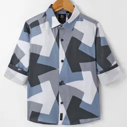 Ruff Satin Woven Full Sleeves Printed Shirt - Blue-picture-25