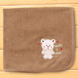 Pink Rabbit Terry Knit Towel with Bear Print L 79 x B 82 cm - Brown-picture-19