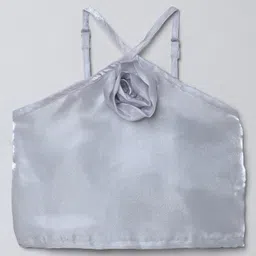Taffykids Organza Sleeveless Rose Detail Halter Party Crop Top - Grey-picture-22