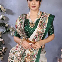 Lookmark Ethnic Motifs Printed Bhagalpuri Saree image 2