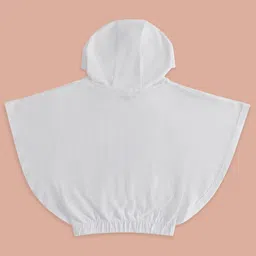 Pantaloons Junior Cotton Half Batwing Sleeves Floral Printed Hooded Top - White image 3