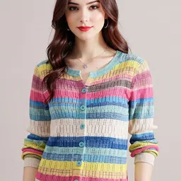 bebe Women Striped Round Neck Sweaters-picture-38