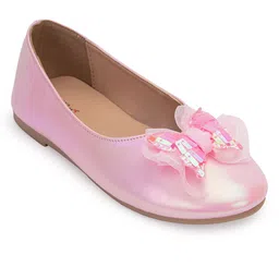 Toothless Bow & Butterfly Applique Detailed Slip On Ballerinas - Pink image 4