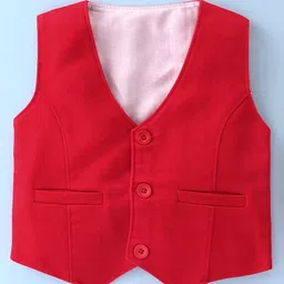 Robo Fry Full Sleeves Party Suit Solid Colour - Red & White image 4