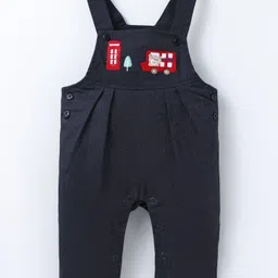 ToffyHouse Interlock Knit Full Sleeves Car Printed T-Shirt & Dungaree with Embroidery - Red image 4