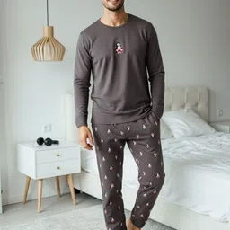 Trendyol Men Printed Pure Cotton T-shirt and Pyjamas Night suit-image-96