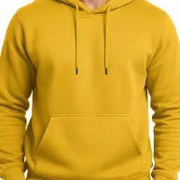 Try This Mens Yellow Hooded Long Sleeves Sweatshirt image 2