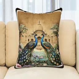 BED-SHEET.COM Peacock Jute Digital Print Cushion Cover-picture-31