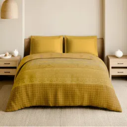 SPACES Kasuti 210 Tc 100% Cotton Geometric Design Double Quilt - Light Yellow-picture-18