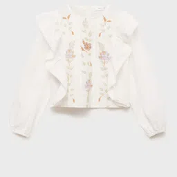 Mango Kids Floral Embroidered Ruffles Cotton Top-picture-11