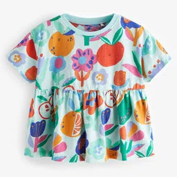 NEXT Girls Floral Print Pure Cotton Empire Top-picture-52