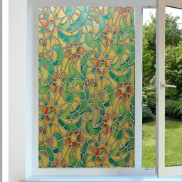 INDIAN ROYALS Yellow & Green Floral Printed Self-Adhesive & Durable Window Sticker-picture-25