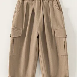 LULU & SKY Kids Relaxed Fit High-Rise Front-Pleat Plain Cotton Cargos-picture-21