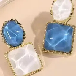 adornity Silver Planets Women Turquoise Blue Earrings-picture-24