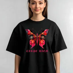 Storeily Women Graphic Printed Round Neck Cotton Oversized T-shirt-image-24