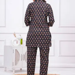mad fury Ethnic Motifs Printed Pure Cotton Shirt Collar Tunic & Trouser Co-Ord Set image 3
