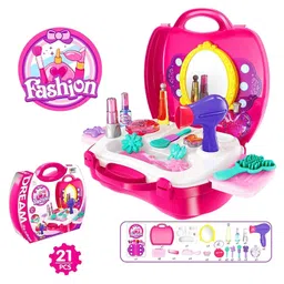 Funblast Pretend Play Cosmetic And Makeup Toy Set Pink - 21 Pieces-image-17