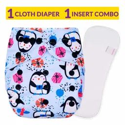 Bembika Reusable Cloth Diaper with Insert Penguin Print - Blue-picture-21