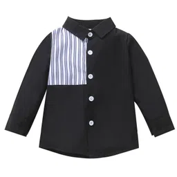 Kookie Kids Full Sleeves Striped Shirts - Black-image-19