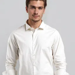 Crocodile Self Design Spread Collar Comfort Relaxed Fit Pure Cotton Casual Shirt-picture-27