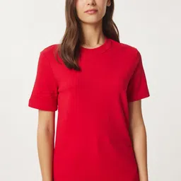 Happiness istanbul Women Solid Round Neck Cotton T-shirt-picture-18