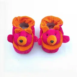 LMN CHILD CARE Unisex Kids Orange & Pink Teddy Printed Cotton Booties-picture-10
